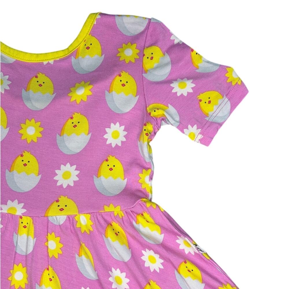 Little Bum Bums 4T Toddler Bamboo Viscose Dress Pink Yellow Chick Spring Summer - Picture 5 of 7